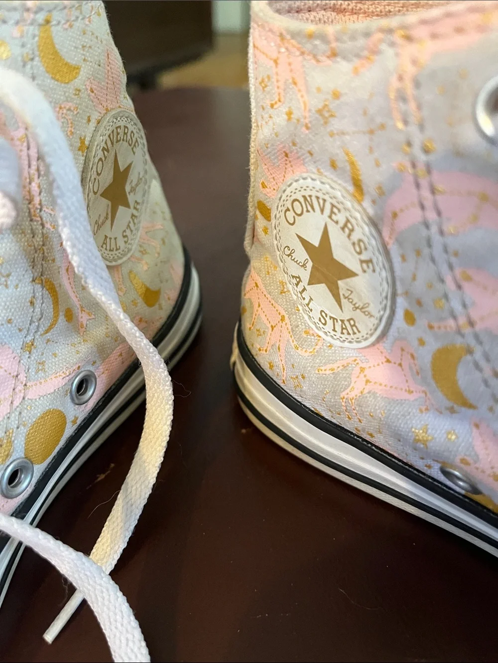 Converse Kids Pink High-Top Sneakers with Gold Accents